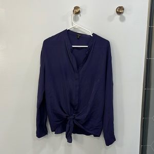 Oversized tie silk blouse